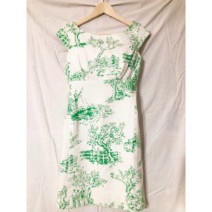 Lilly Pulitzer Green Toile Print Midi dress, Size 2